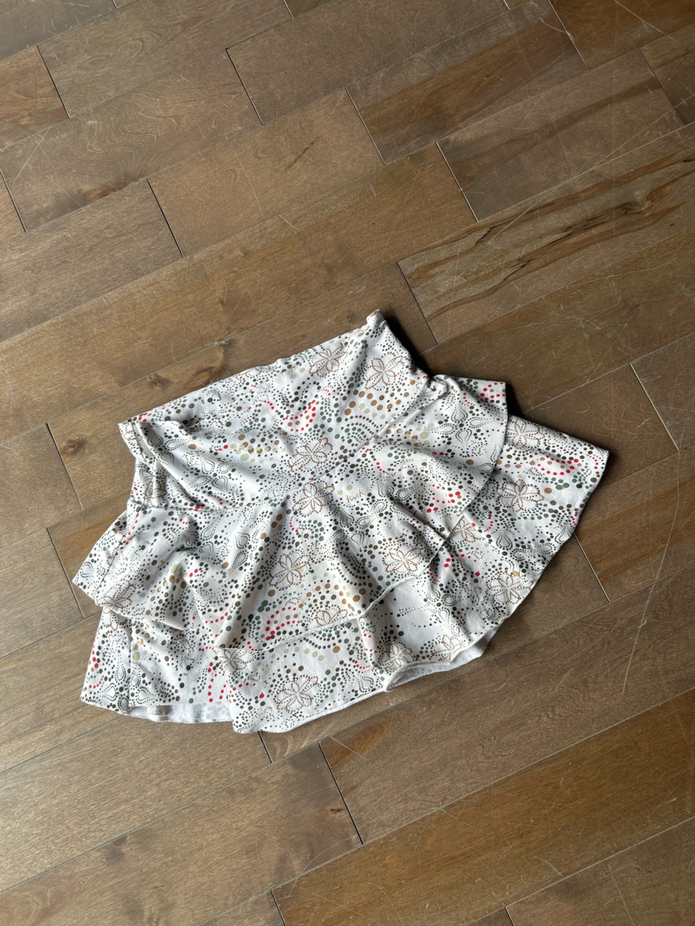 twik White Eyelet Floral Tiered Skirt with Multicolor Accents